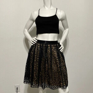 Bebe NEW Whimsigoth Black Nude Mesh Overlay Fairygoth Layered Skirt M